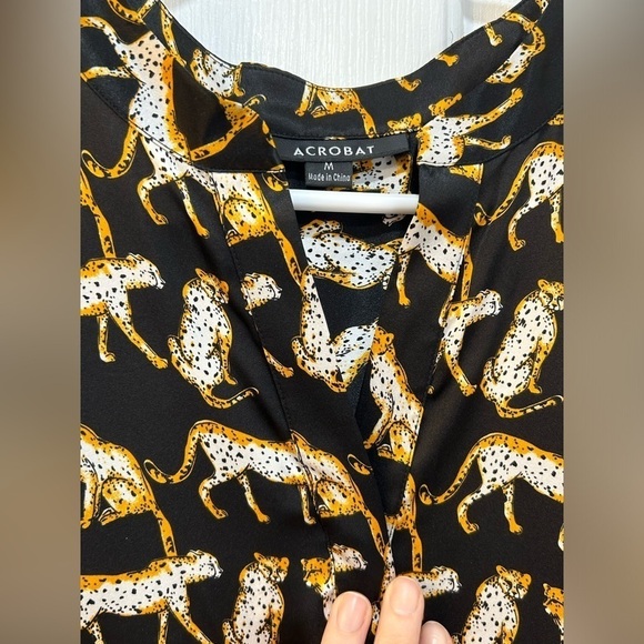 Sleeveless 100% Silk Dress Printed Leopard Cheetah Jaguar Cat Lady High Low Sz M - Picture 3 of 9